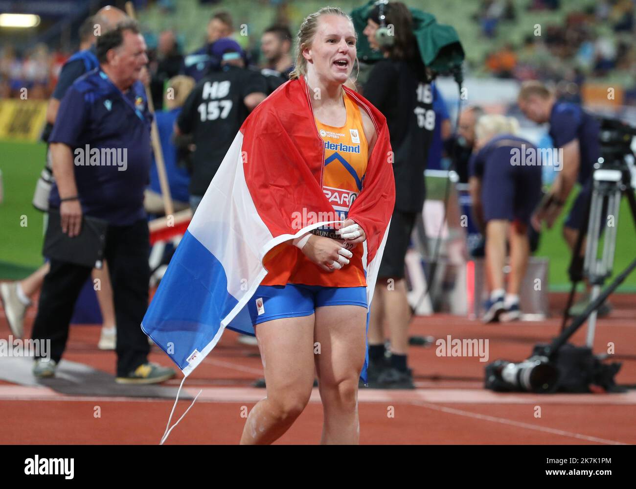 ©Laurent Lairys/MAXPPP - Jessica Schilder of Nederland Women's Shot Put Final durante i Campionati europei di atletica 2022 il 15 agosto 2022 a Monaco di Baviera, Germania - Foto Laurent Lairys / MAXPPP Foto Stock