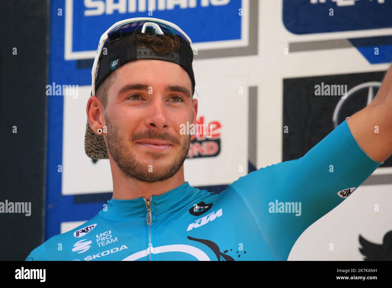 ©Pierre Teyssot/MAXPPP ; Coppa del mondo di Mountain Bike UCI 2022 a Commezzadura il 4 settembre 2022. Finali Cross Country Olympic Men gara e podio, Victor Koretzky (fra) Â© Pierre Teyssot / Maxppp Foto Stock