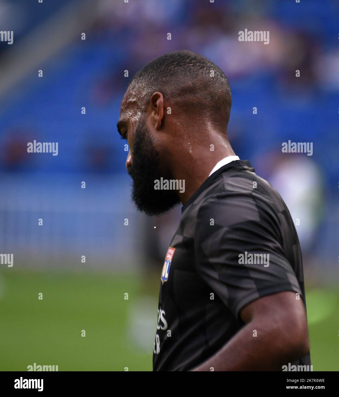 ©Mourad ALLILI/MAXPPP - 31/08/2022 Alexandre Lacazette di Lione si allena prima della partita di calcio francese del L1 tra Olympique Lyonnais (OL) e AJ Auxerre allo stadio Groupama di Decines-Charpieu, nella Francia centro-orientale, il 31 agosto 2022. Foto Stock