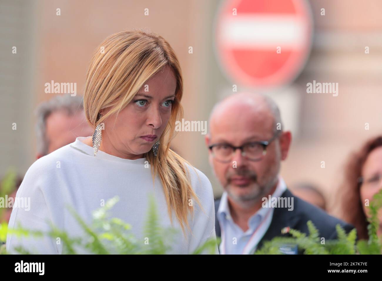 ©Pierre Teyssot/MAXPPP ; Giorgia Meloni. Trento, Italia il 10 settembre 2022. Leader politico Italiano Giorgia Meloniat incontro dei Fratelli d'Italia. Gli italiani dovranno votare per le elezioni parlamentari il 25th novembre. Giorgia Meloni Â© Pierre Teyssot / Maxppp Foto Stock