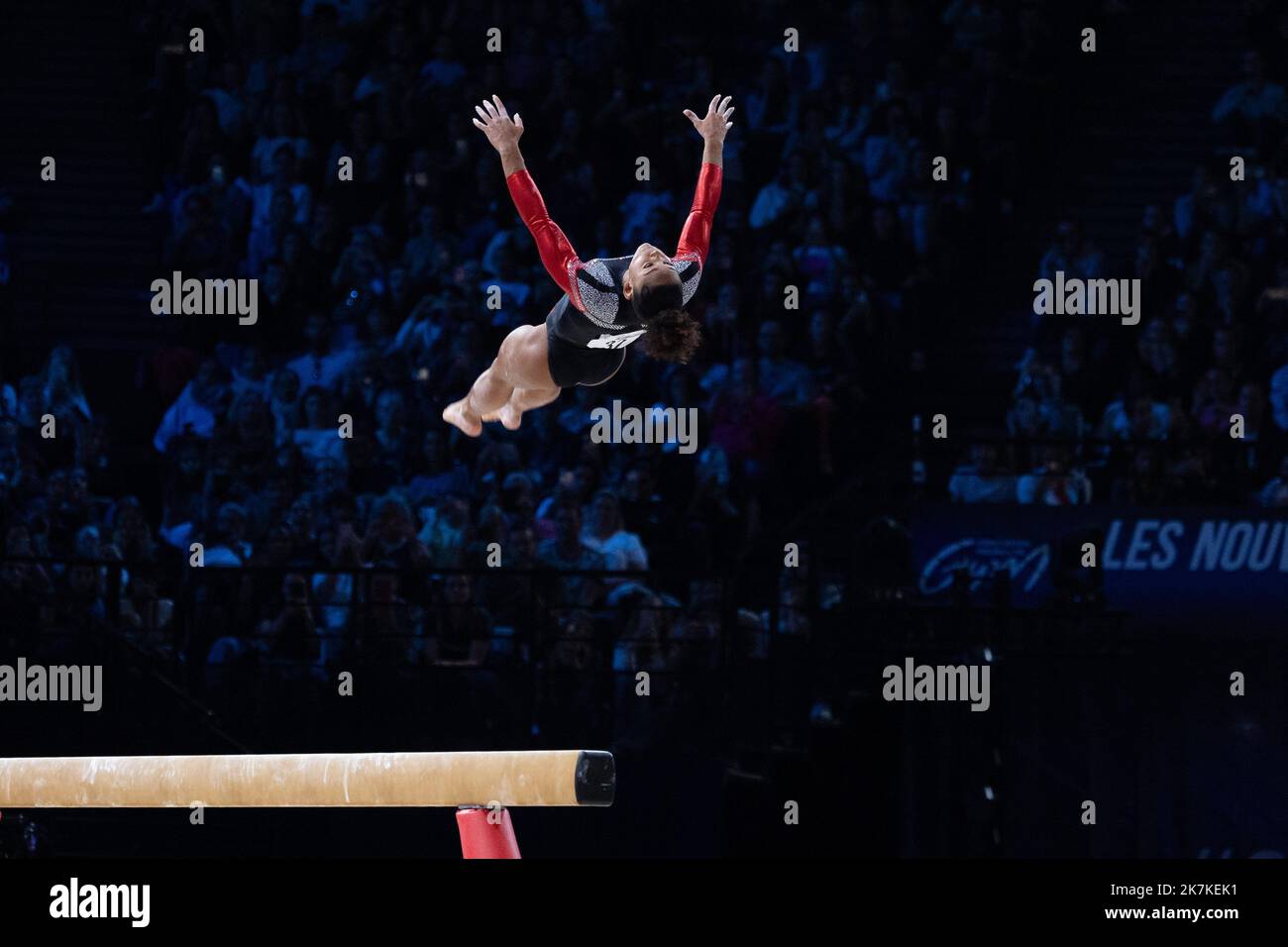 Mylene DeRoche/IP3 - la francese Melanie De Jesus Dos Santos compete nella finale di ginnastica artistica femminile del torneo internazionale francese di ginnastica 23rd presso l'Accor Arena. A Parigi, in Francia, il 25 settembre 2022. Foto Stock