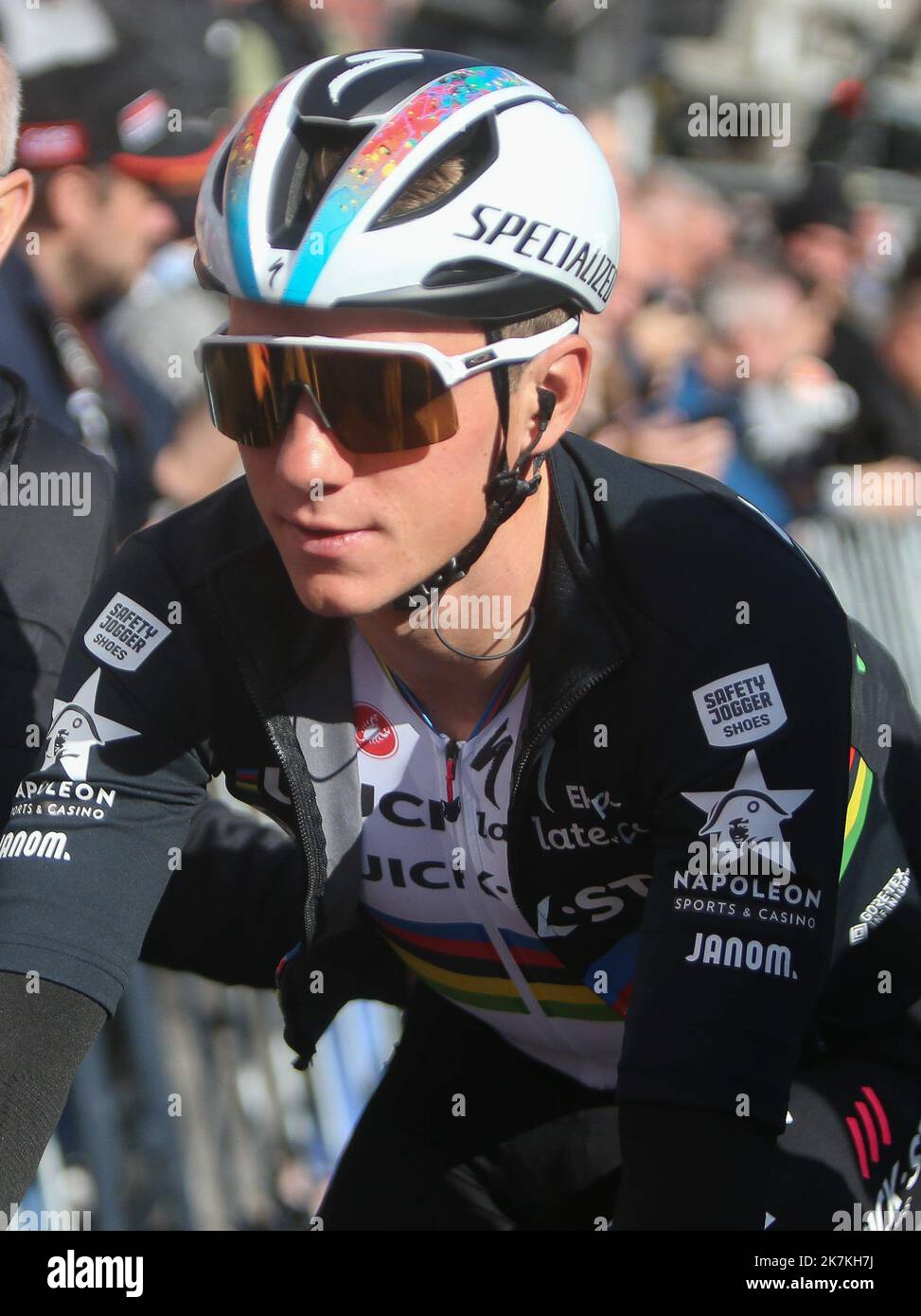 ©Laurent Lairys/MAXPPP - Remco Evenepoel di Quick Step Alpha Vinyl Team durante la gara ciclistica di Binche - Chimay - Binche 2022, Memorial Frank Vandenbrouck il 4 ottobre 2022 a Binche, Belgio - Foto Laurent Lairys / MAXPPP Foto Stock