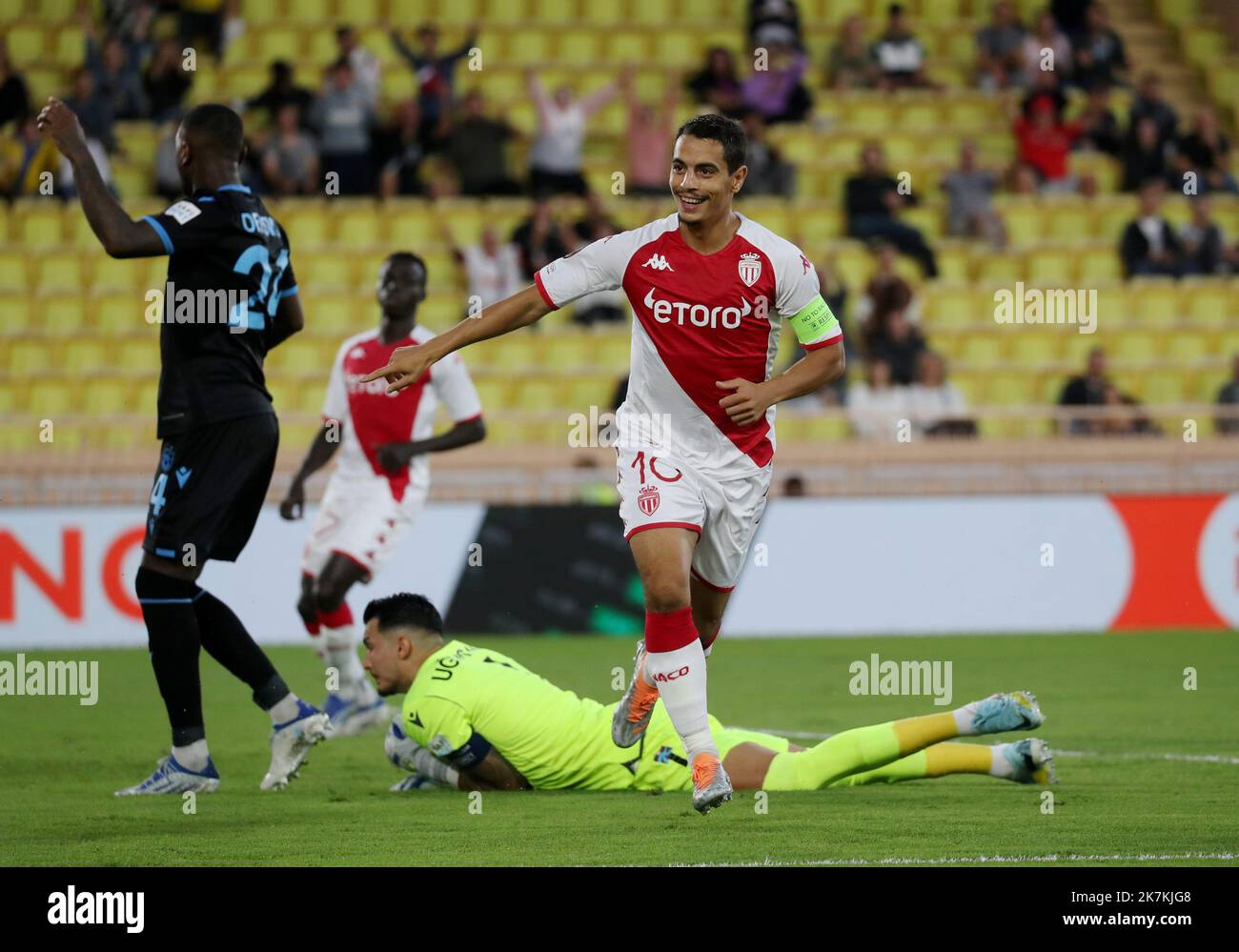 ©PHOTOPQR/NICE MATIN/Jean Francis Ottonello ; Monaco ; 06/10/2022 ; AS MONACO / TRABZONSPOR - 3eme journee de Ligue Europa 2022/2023 groupe H au stade Louis II a 18h45 - but et joie de ben Yedder 1-0 - Europa League Monaco vs Trabzonspor Oct 06 2022 Foto Stock