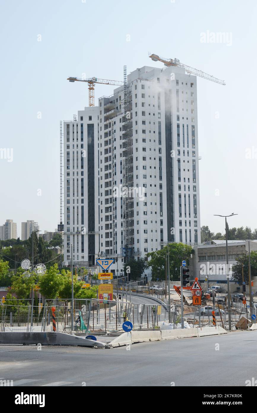 Costruzione del nuovo complesso di Boulevard di Sderot HaYovel a Kiryat Hayovel, Gerusalemme, Israele. Foto Stock