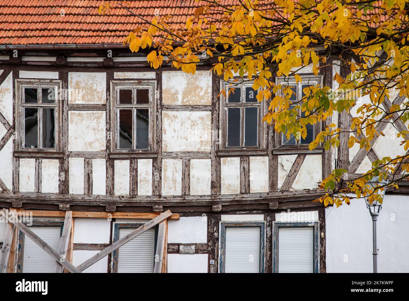 Herbstimpressionen aus Harzgerode historisches Rathaus Foto Stock