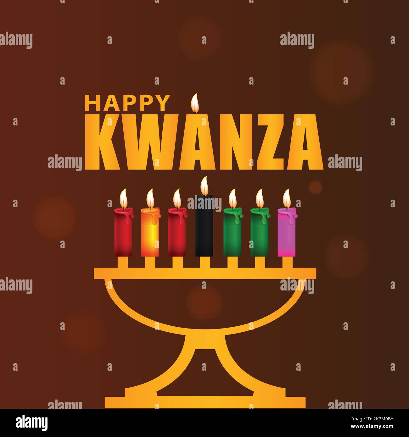 buon biglietto di auguri per le feste di kwanza, design di celebrazione di kwanza con sette candele vettore illustrazione. Illustrazione Vettoriale