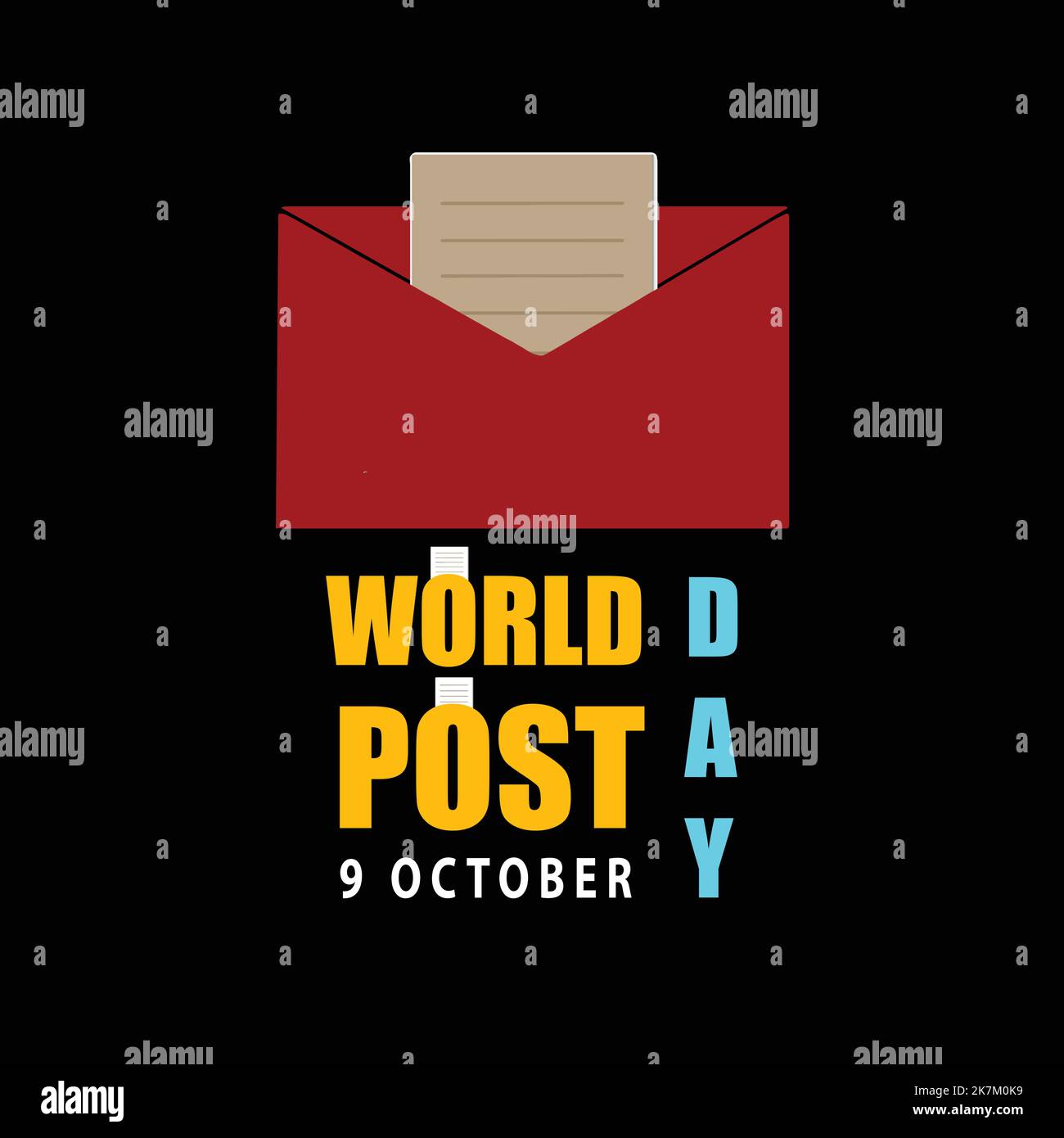 world post day 9 ottobre, illustrazione tipografica vettoriale. Illustrazione Vettoriale