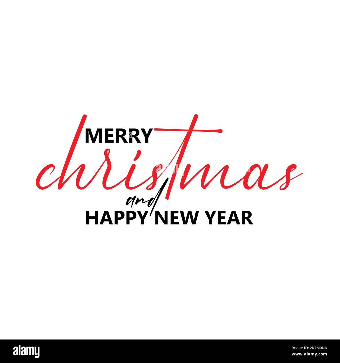 Buon Natale e felice anno nuovo tipografia, font calligrafia su sfondo bianco isolato. Illustrazione Vettoriale