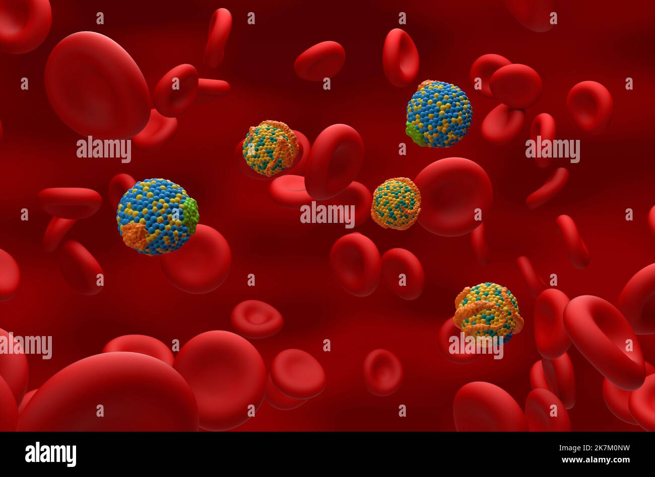 HDL buona e LDL cattiva lipoproteina colesterolo nel flusso sanguigno isometrico vista 3D illustrazione Foto Stock