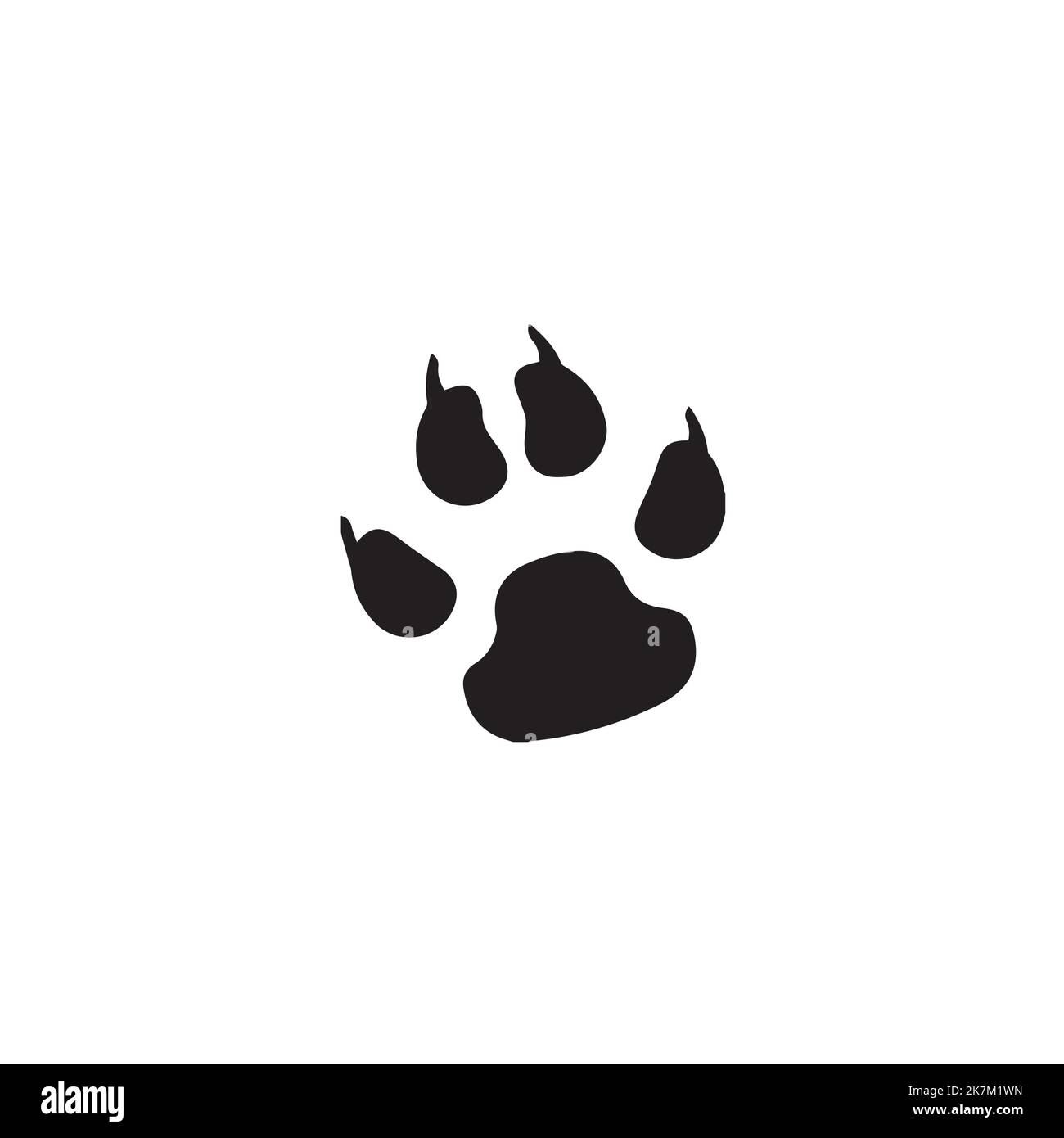 tipo di logo paw con stampa cane per negozio di animali, icona paw. Illustrazione Vettoriale