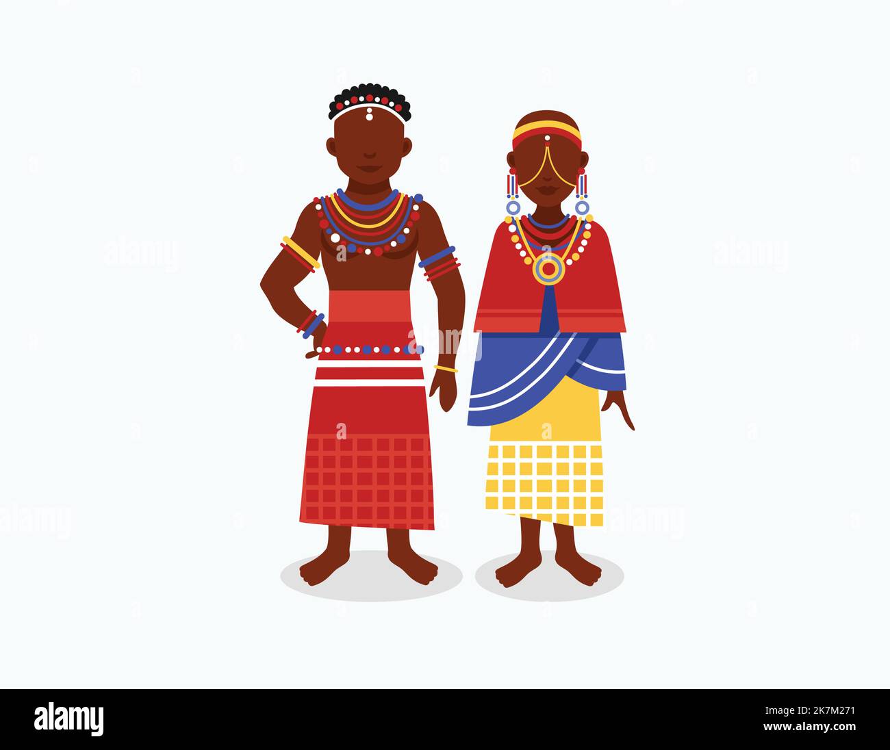 coppia caraibica che indossa l'illustrazione tradizionale del carattere del vestito Illustrazione Vettoriale