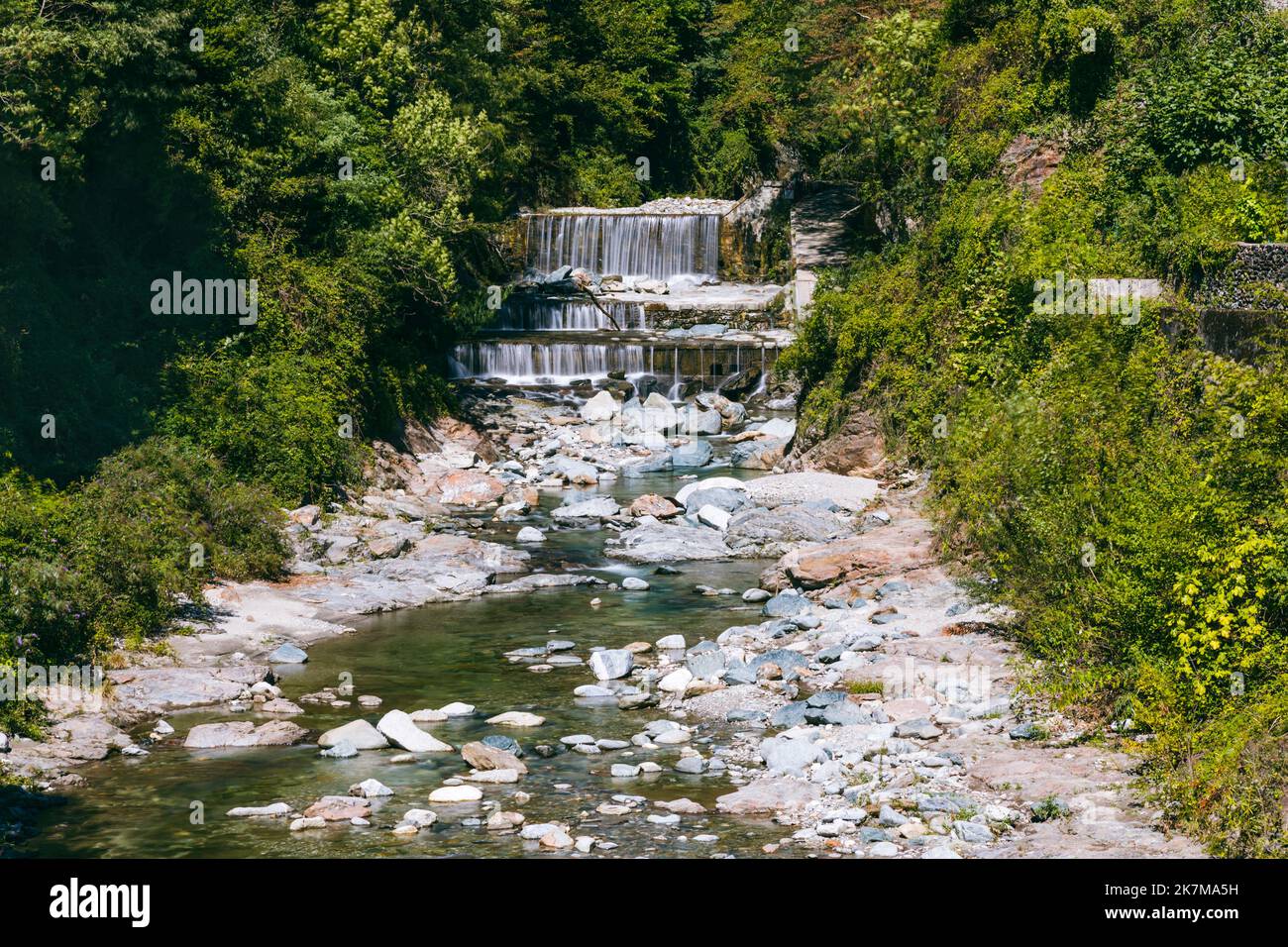 Cascate del fiume Livo a Domaso sul lago di Como Lombardia Foto Stock