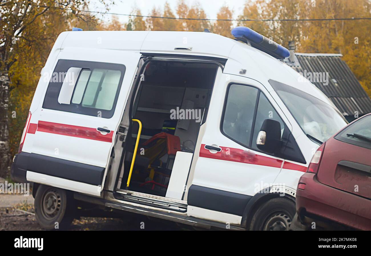 Incidente di ambulanza con un'assicurazione di automobile.incidente del passeggero Foto Stock