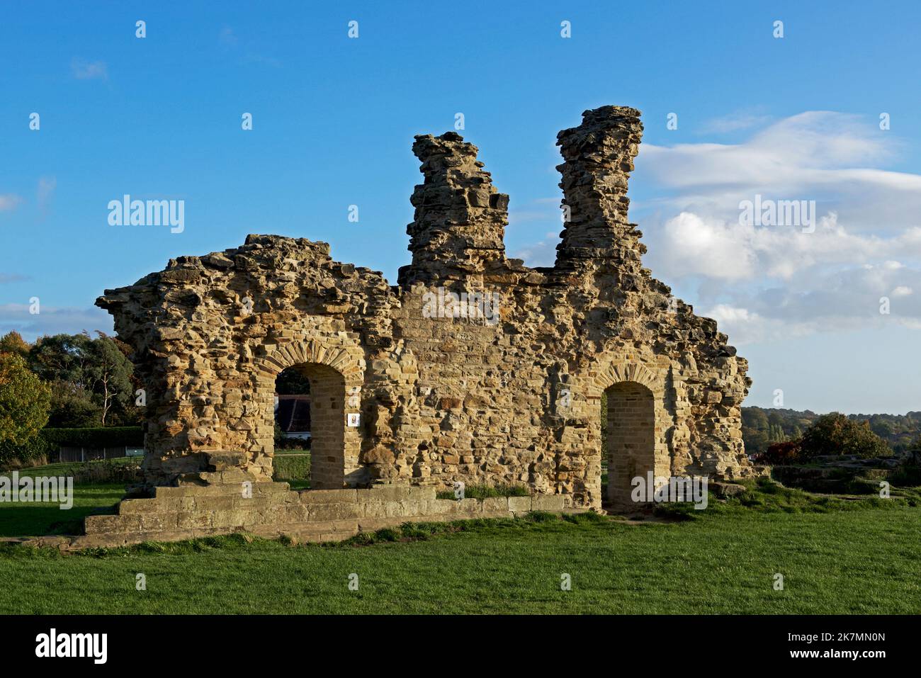 Le rovine di Sandal Castle, Sandal, Wakefield, West Yorkshire, Inghilterra UK Foto Stock