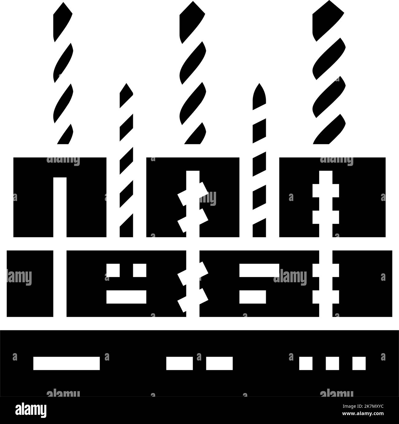 illustrazione del vettore icona glifo del supporto della punta da trapano Illustrazione Vettoriale