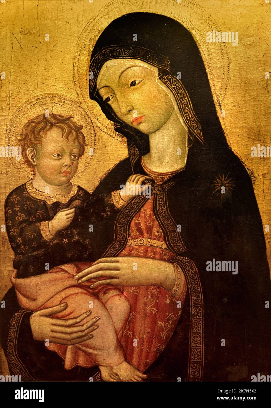 Madonna con bambino 1450-1460 ( Pellegrino di Mariano ) Siena 1449 - 1492 Italia Italiano Foto Stock