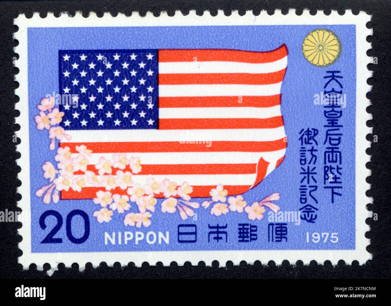 Timbre Nippon, Drapeau américain, 1975, 20 Foto Stock