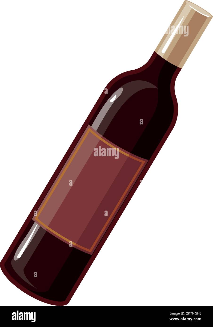 Icona cartone animato bottiglia di vino. Alcol rosso classico Illustrazione Vettoriale
