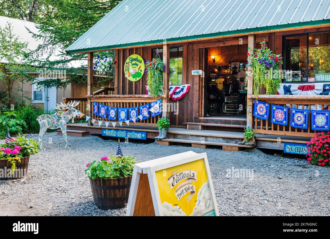 Silverbear sundries; Talkeetna, piccola comunità artigiana e area di allestimento per oltre 1.000 arrampicatori che ogni anno tentano Denali; Talkeetna; Alaska; USA Foto Stock