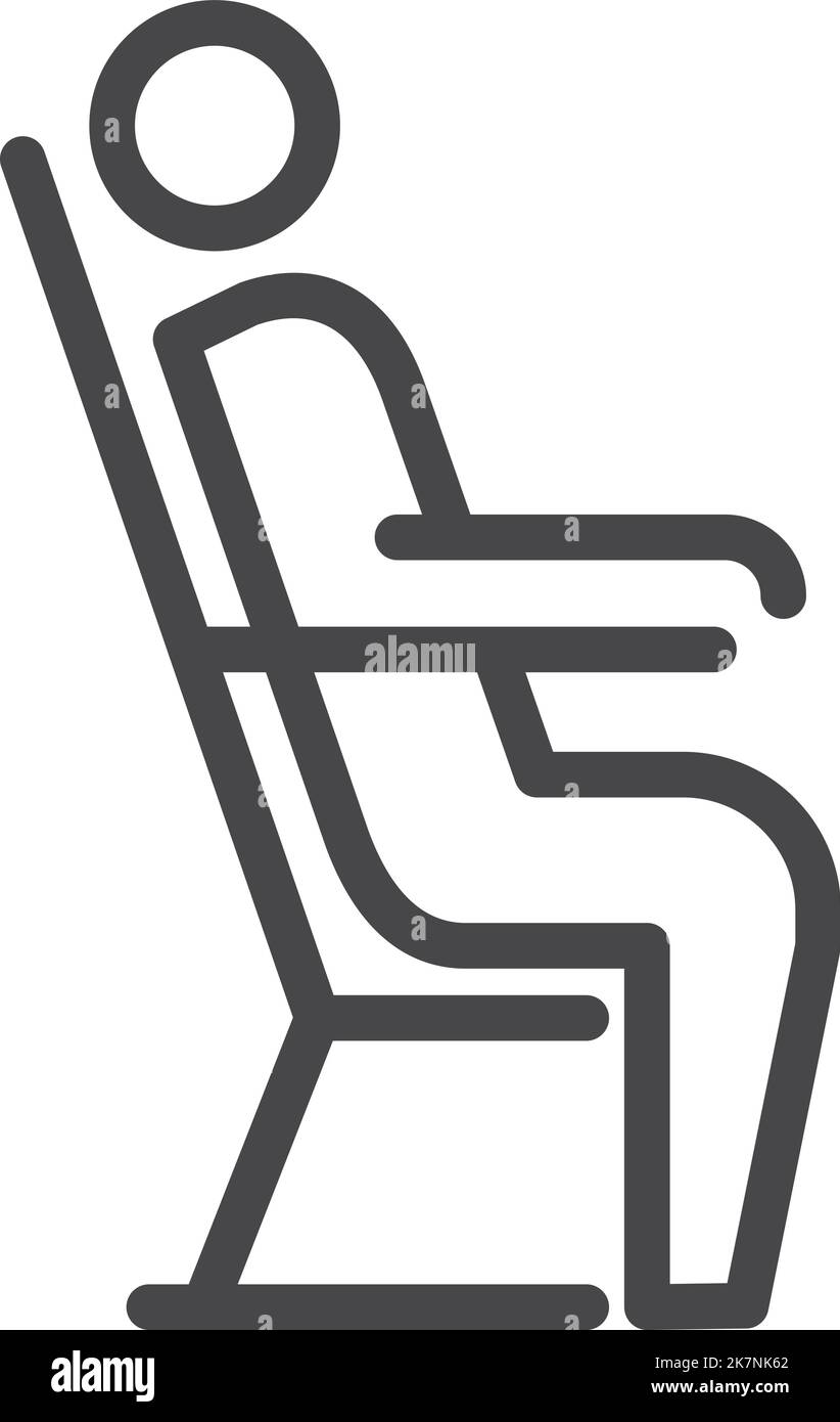 Icona della linea del sedile passeggero. Segnale di sicurezza per il trasporto Illustrazione Vettoriale
