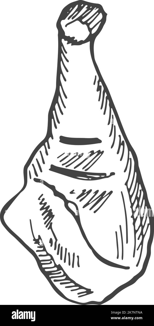 Incisione di carne di manzo alla griglia. Abbozzo di cibo barbecue Illustrazione Vettoriale