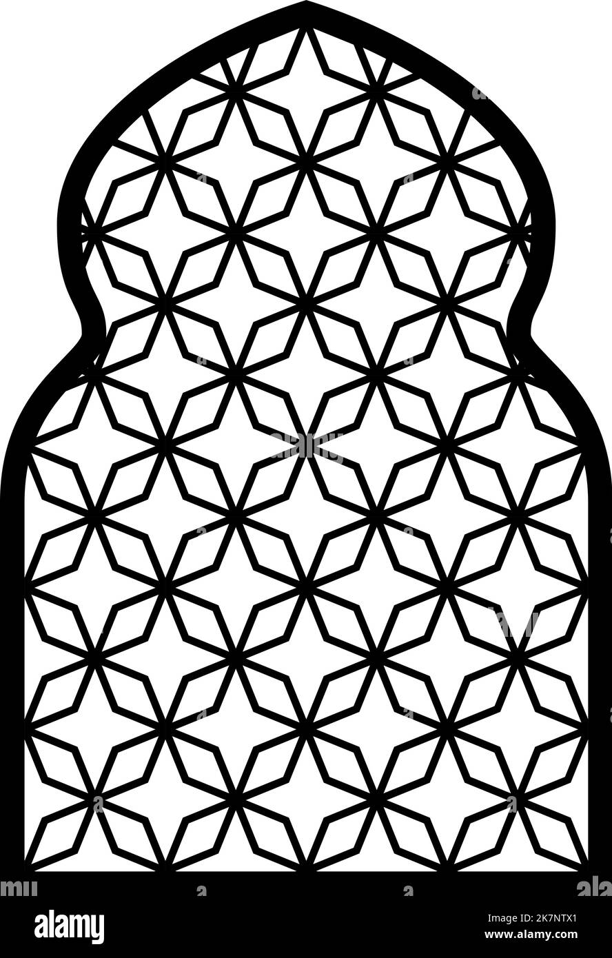 Schema della linea mediorientale a forma di finestra araba Illustrazione Vettoriale