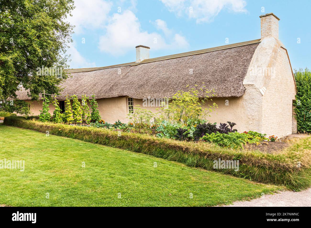 Il Robert Burns Birthplace Museum, Burns Cottage, il luogo di nascita nel 1759 del poeta Robert (Rabbie) Burns, Alloway, South Ayrshire, Scozia UK Foto Stock