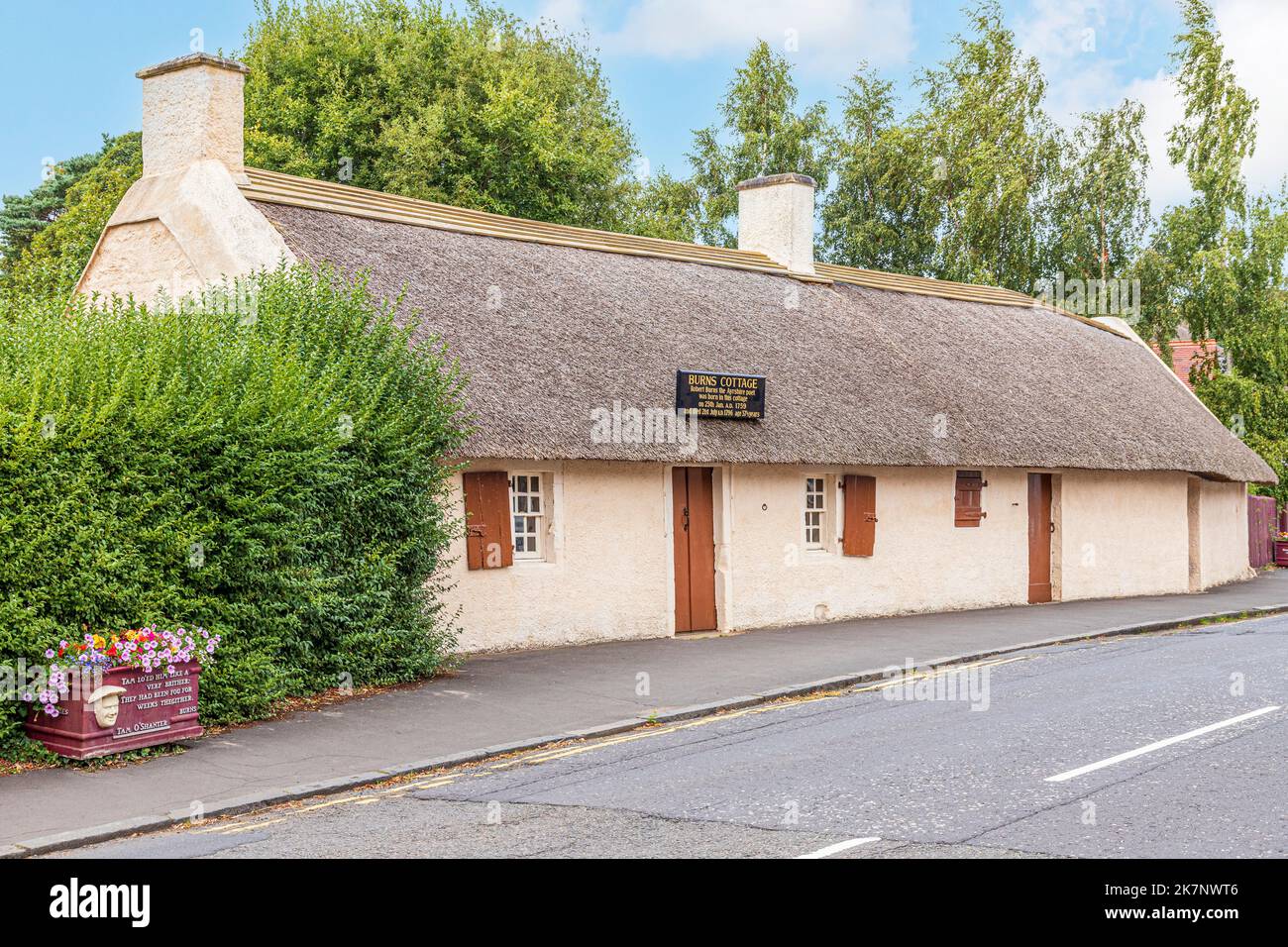 Il Robert Burns Birthplace Museum, Burns Cottage, il luogo di nascita nel 1759 del poeta Robert (Rabbie) Burns, Alloway, South Ayrshire, Scozia UK Foto Stock