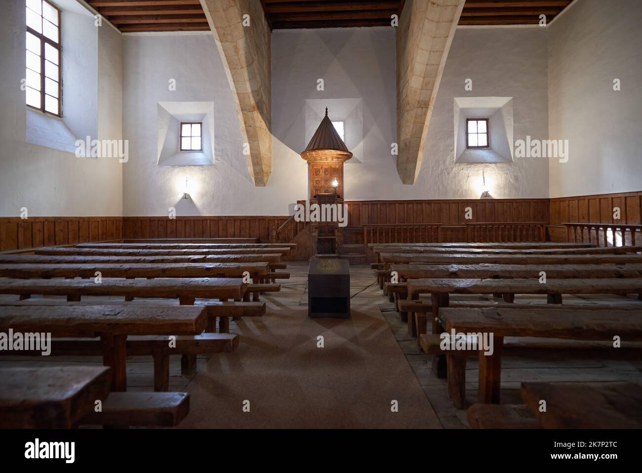 Sala di Fray Luis de Leon, Università di Salamanca, Città di Salamanca, Spagna, Europa. Foto Stock