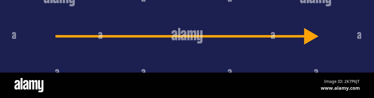 Freccia vettoriale gialla su blu, linea retta, stile moderno minimalista Illustrazione Vettoriale