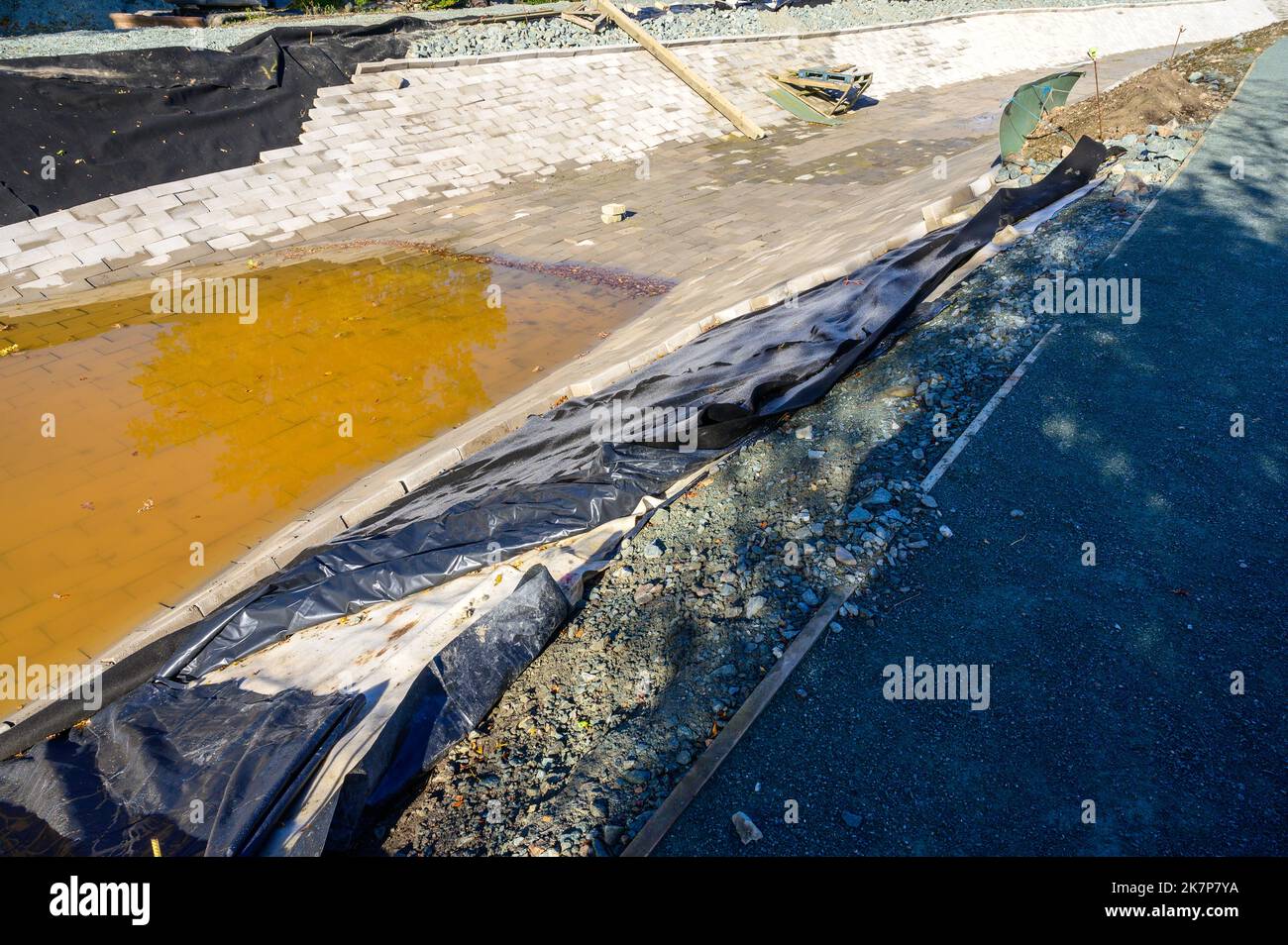 Sono in corso lavori di ristrutturazione del canale di Montgomery al confine tra Inghilterra e Galles nello Shropshire. Foto Stock