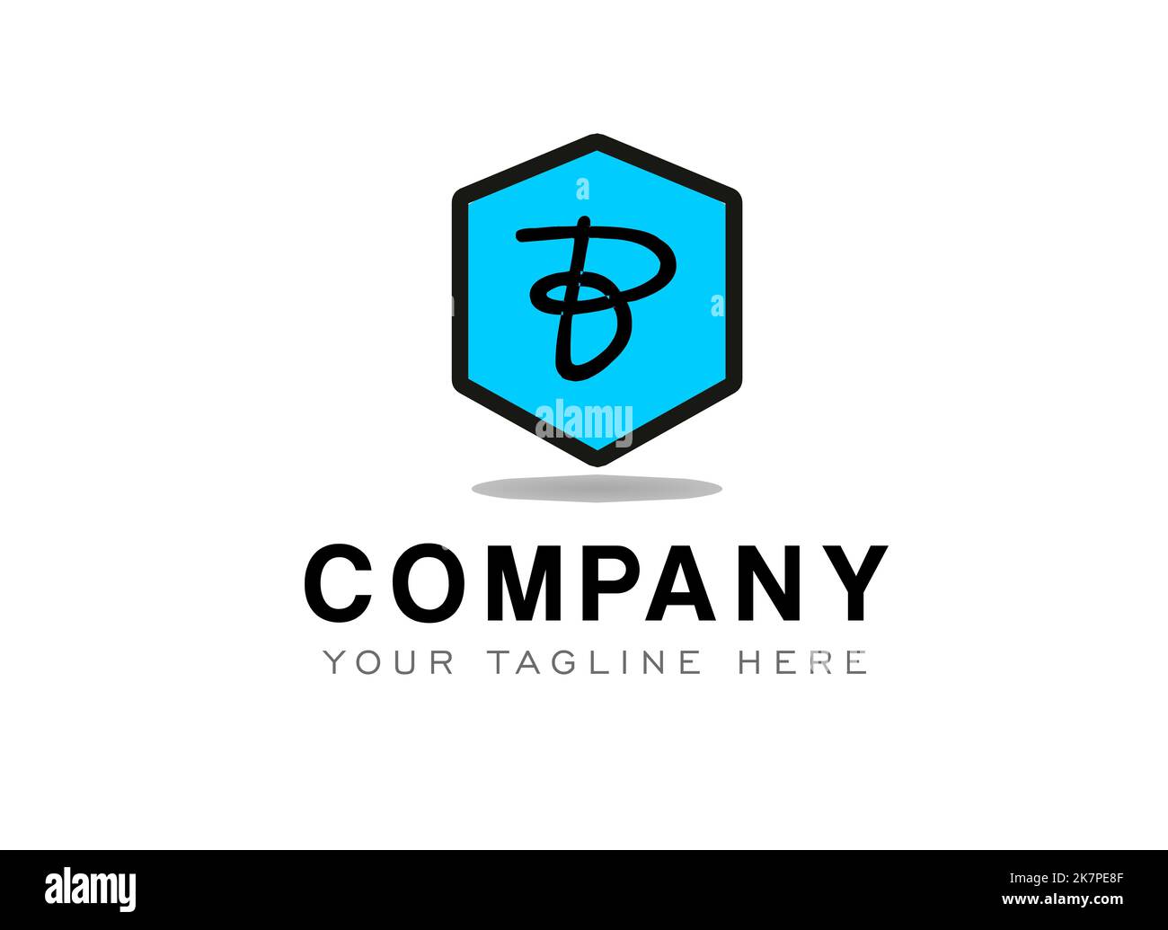 Logo lettera B. Il tuo testo qui . Modello logo su sfondo bianco. Foto Stock