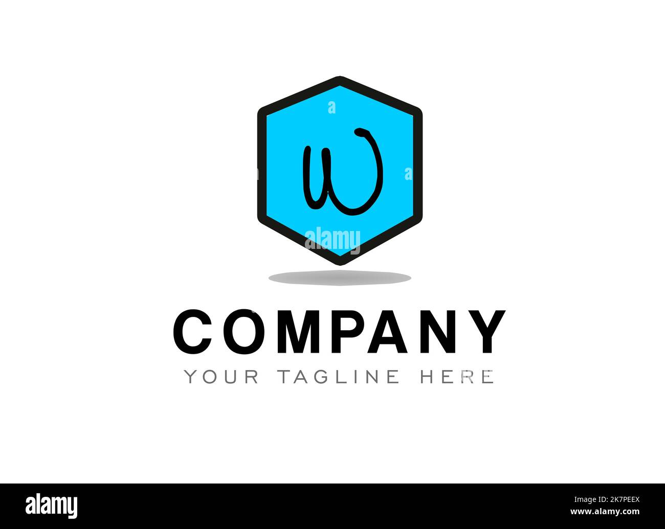 Logo lettera W. Il tuo testo qui . Modello logo su sfondo bianco. Foto Stock