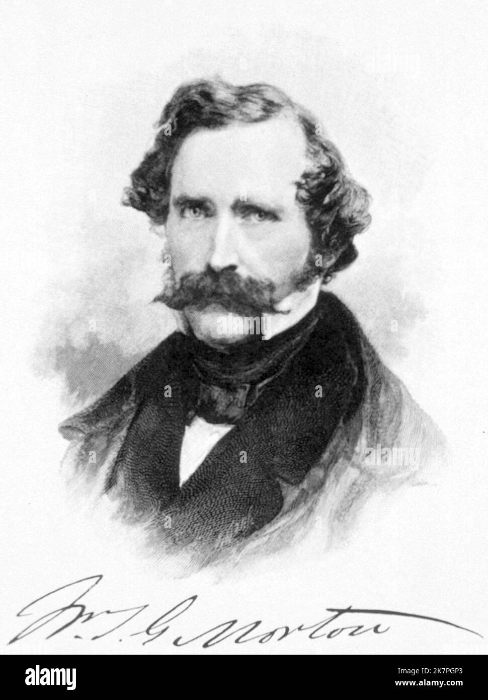 William Morton, William Thomas Green Morton (1819 – 1868) dentista e medico americano che per la prima volta ha dimostrato pubblicamente l'uso di etere inalato come anestetico chirurgico nel 1846. Foto Stock