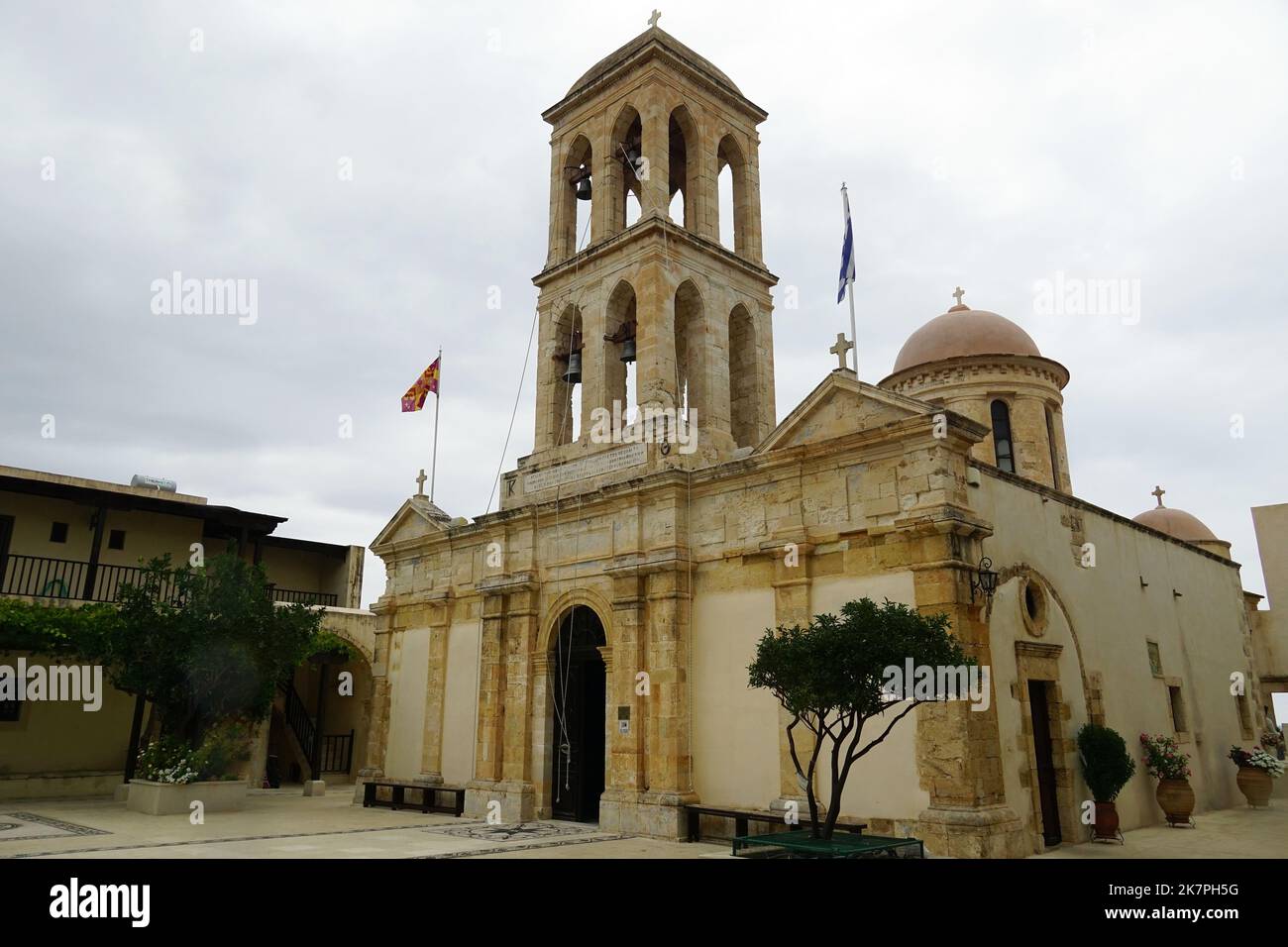 chiesa, Monastero di nostra Signora di Gonia o Monastero di Panagia Hodegetria, Kolymvari, Creta, Grecia, Europa Foto Stock