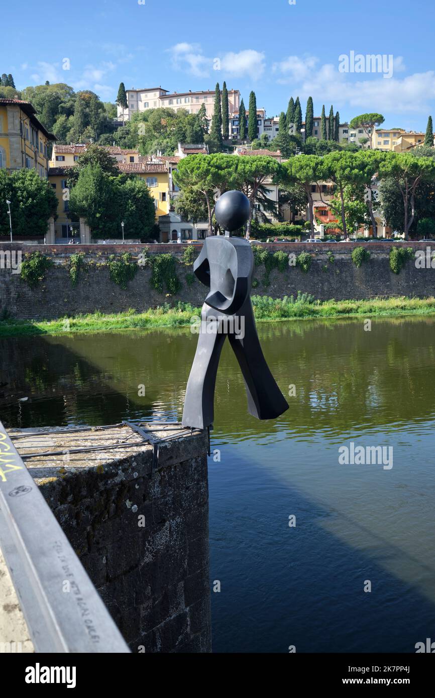 Uomo comune di Clet Abraham Ponte alle grazie Firenze Italia Foto Stock