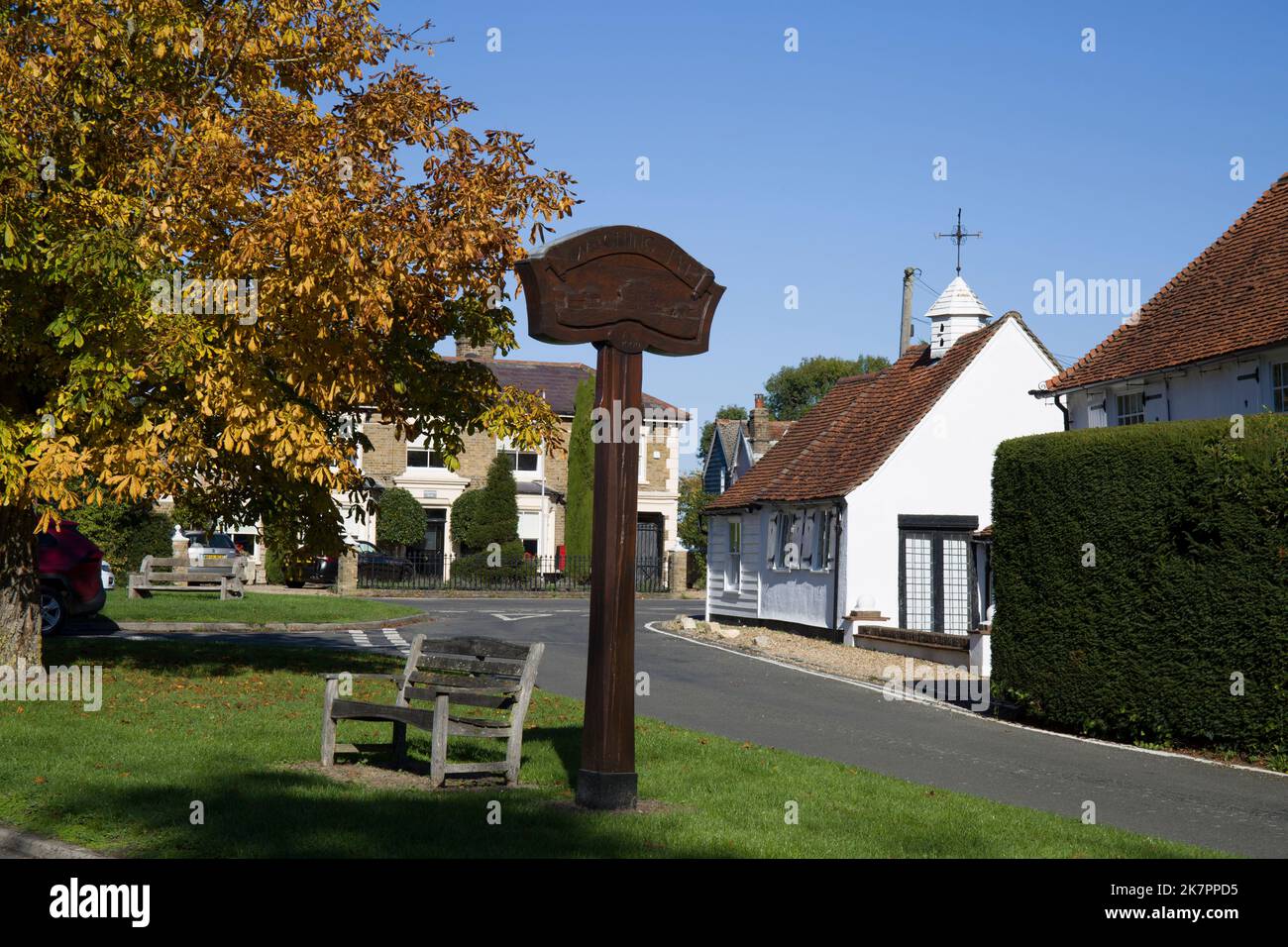 Village Green corrispondente Tye Harlow Essex Foto Stock