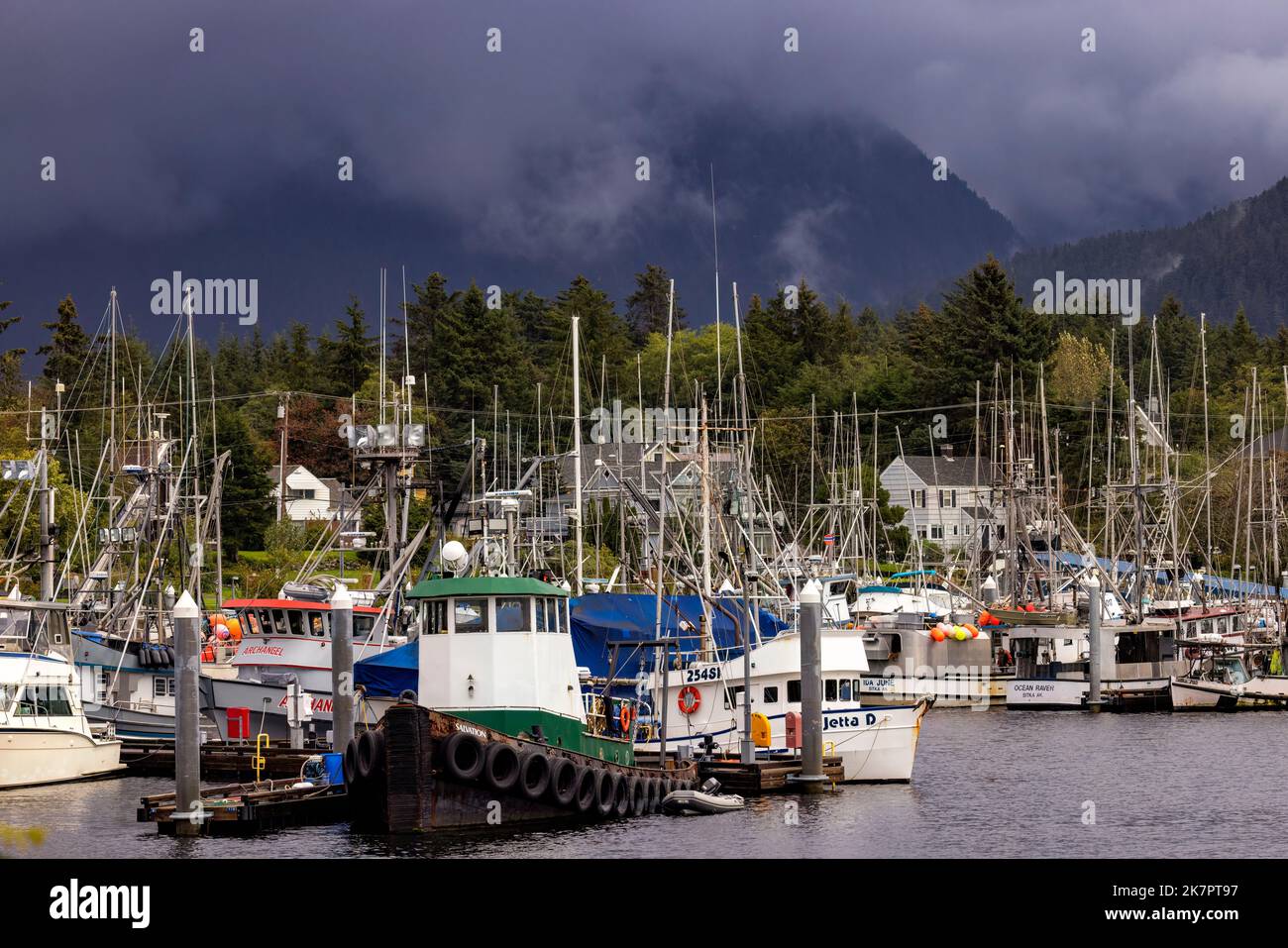 Crescent Harbor a Sitka, Alaska, Stati Uniti Foto Stock