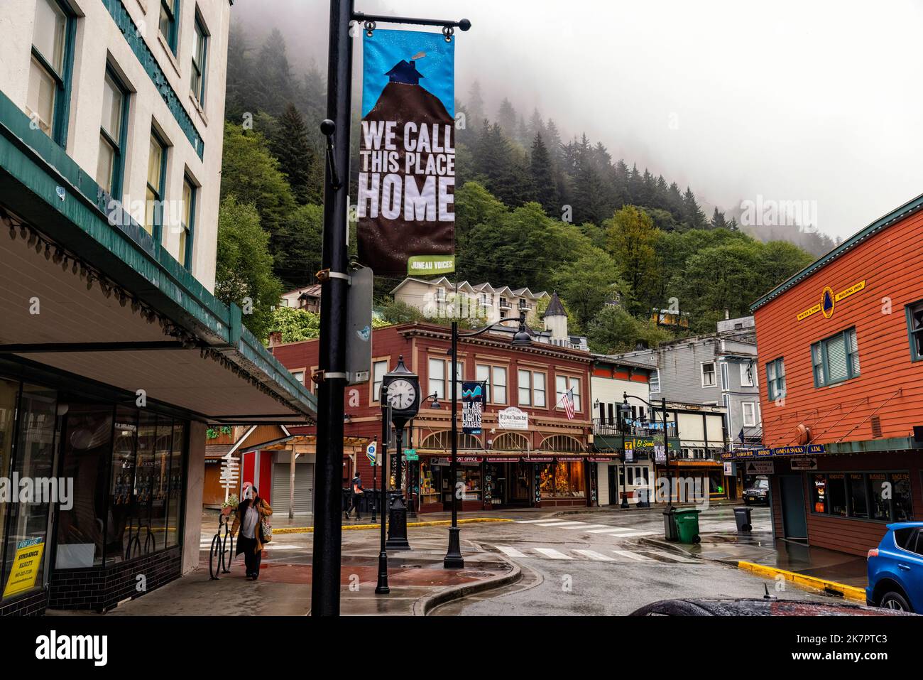 Strade cittadine nel centro di Juneau, Alaska, Stati Uniti Foto Stock