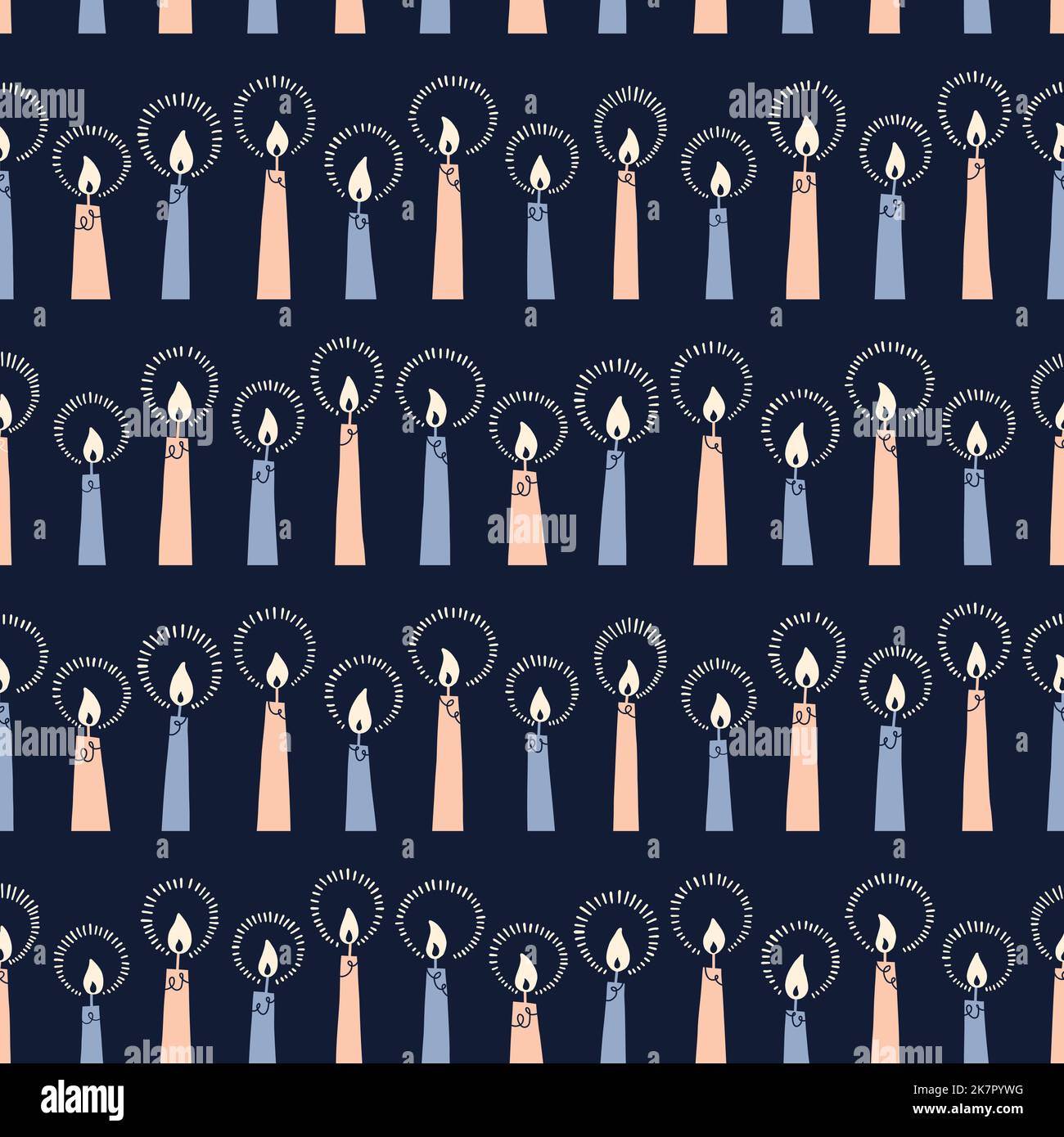 Candele di Natale brucianti modello senza giunture Vector. Retro Abstract Scandinavian Minimal Print Illustrazione Vettoriale