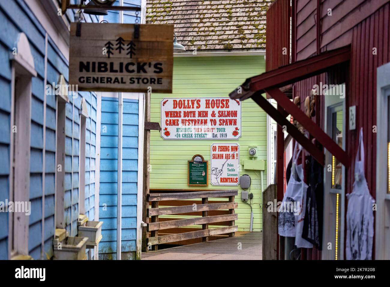 Dolly's House - un centro storico su Creek Street a Ketchikan, Alaska, USA Foto Stock