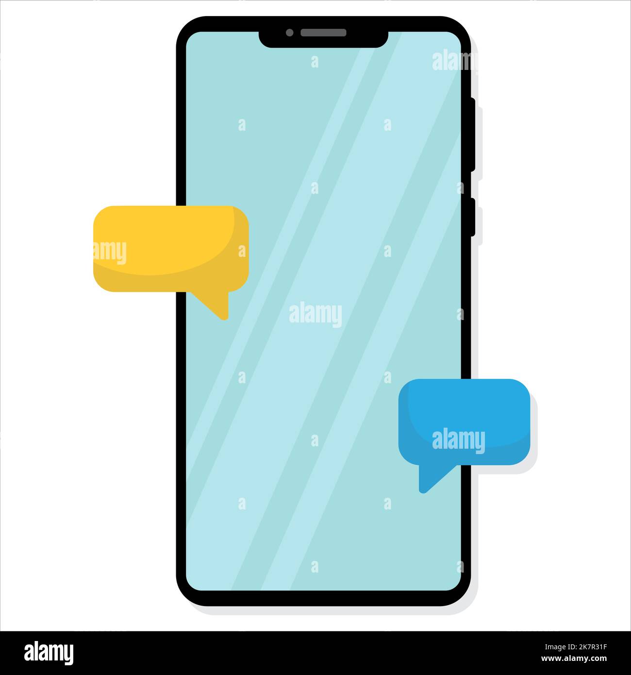 Immagine piatta dello smartphone. Messaggio in Messenger. Illustrazione vettoriale Illustrazione Vettoriale