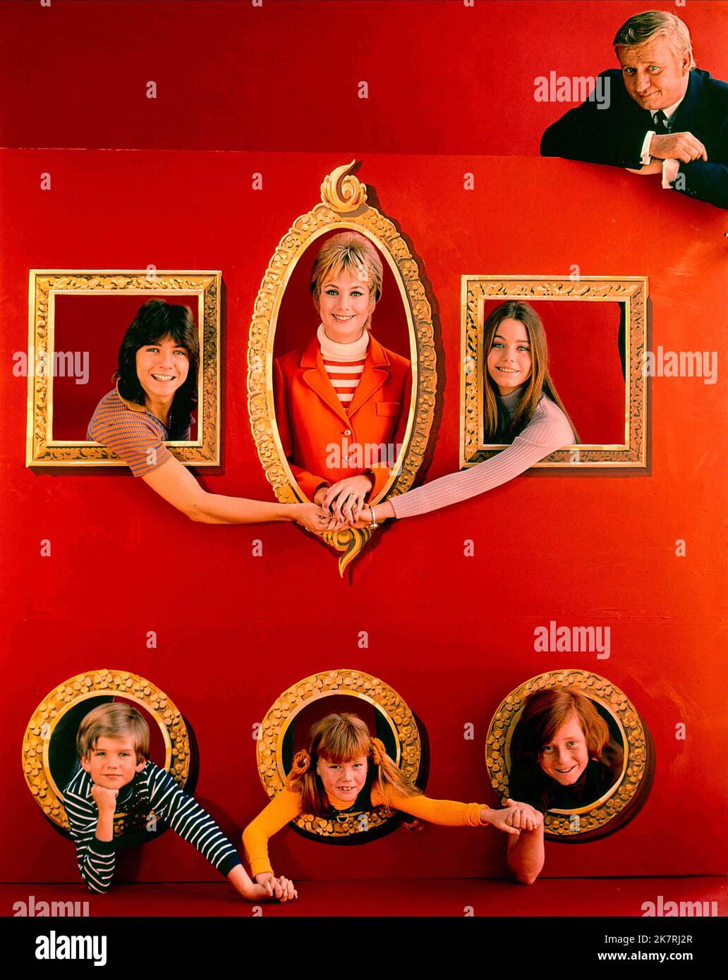 David Cassidy, Shirley Jones, Susan Dey, Dave Madden, Danny Bonaduce, Suzanne Crough & Brian Forster Television: The Partridge Family (TV-serie) personaggi: Keith Douglas Partridge,Shirley Renfrew Partridge,Laurie Partridge,Reuben Kincaid,Danny Partridge,Tracy Partridge & Christopher 'Chris' Partridge USA 1970-1974, 25 settembre 1970 **AVVERTENZA** questa fotografia è esclusivamente per uso editoriale ed è copyright di ABC e/o del fotografo assegnato dalla Film o dalla Production Company e può essere riprodotta solo da pubblicazioni in concomitanza con la promozione del film di cui sopra. Un Cord obbligatorio Foto Stock