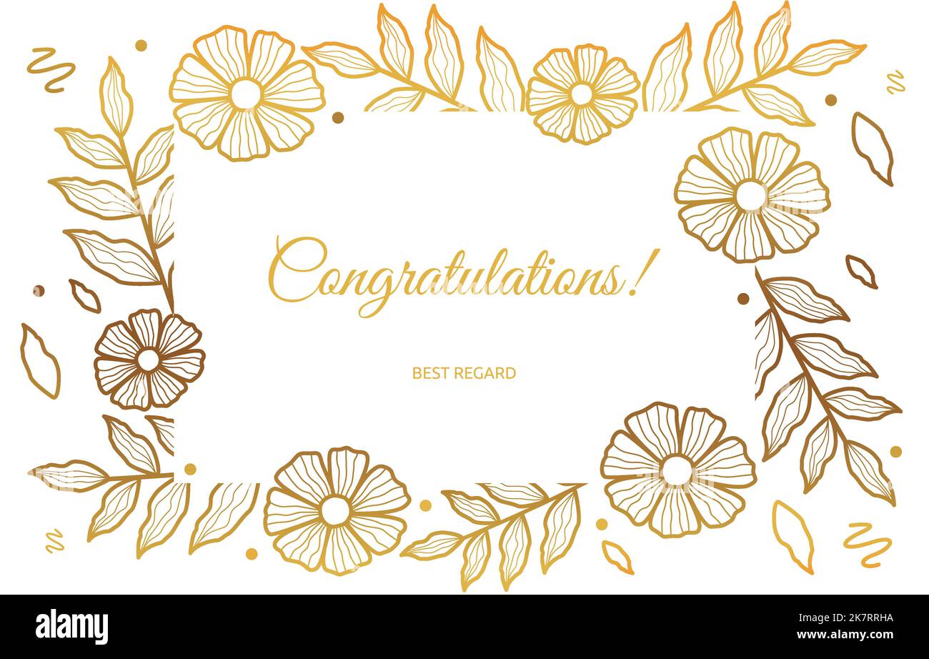 Congratulazioni carta Carriera promozione lavoro fiore d'oro Floral Illustrazione Vettoriale