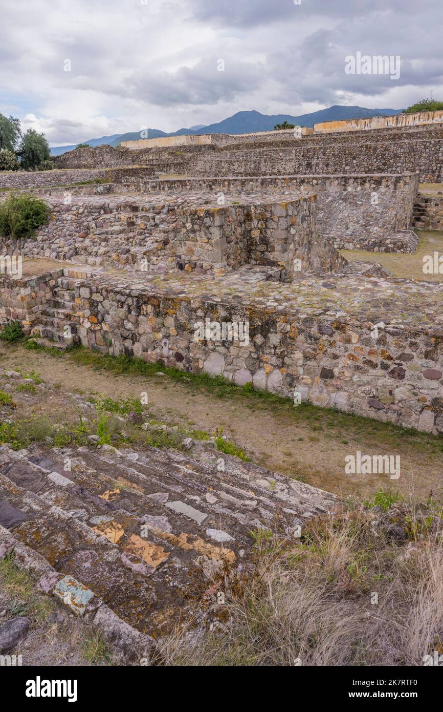 Il sito archeologico di Yagul (conosciuto localmente come Pueblo Viejo) era un tempo abitato dalla civiltà precolombiana degli Zapotecs, nella Valle o Foto Stock