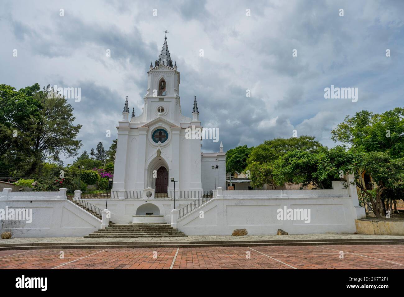 Un'antica chiesa, parte del Centro de las Artes San Agustín Etla, conosciuta anche come CASA, nella piccola città di San Agustin Etla vicino a Oaxaca, Messico. Foto Stock