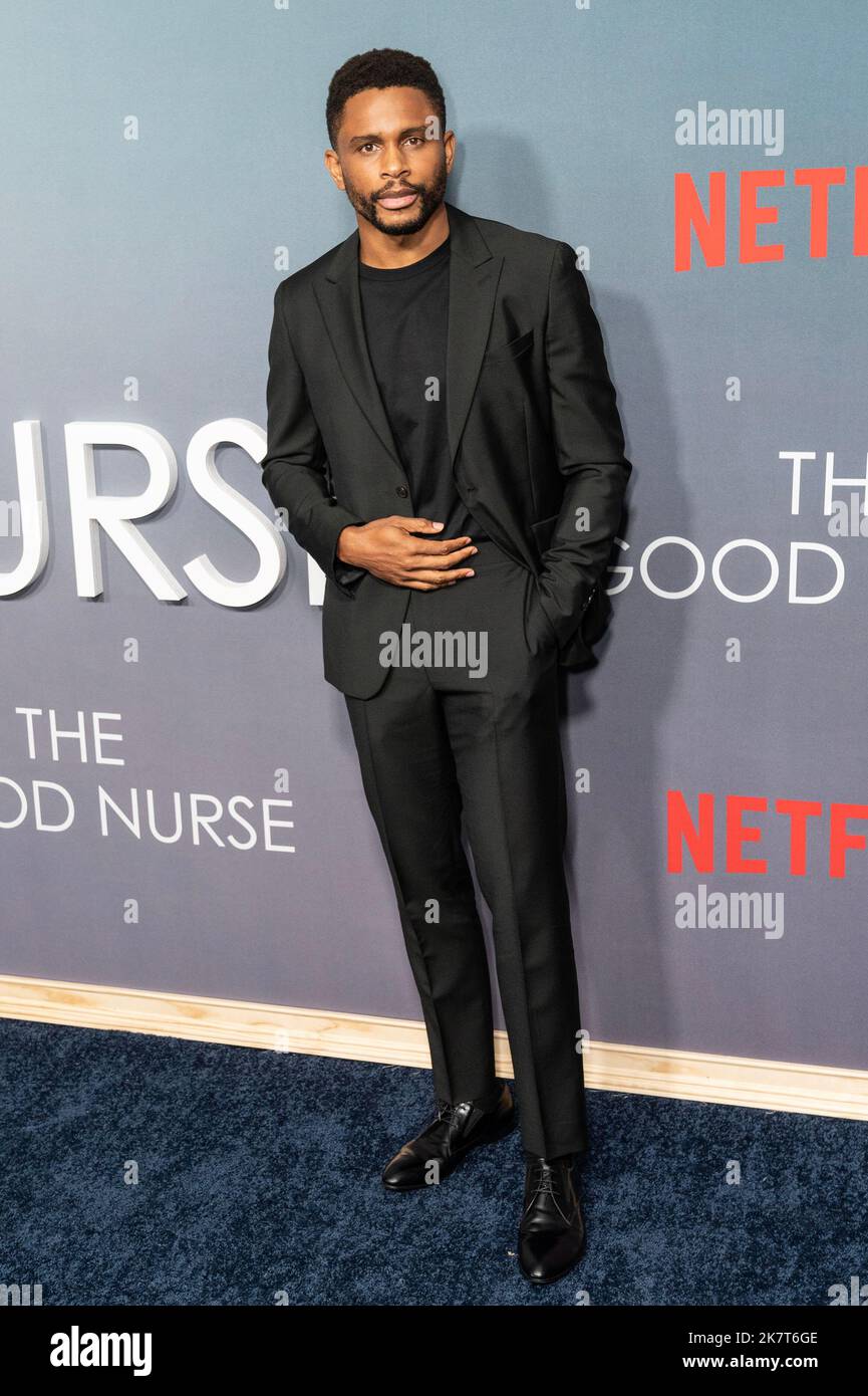 New York, Stati Uniti. 18th Ott 2022. Nnamdi Asomuha partecipa alla prima di Netflix di Good Nurse al Paris Theater di New York il 18 ottobre 2022. (Foto di Lev Radin/Sipa USA) Credit: Sipa USA/Alamy Live News Foto Stock