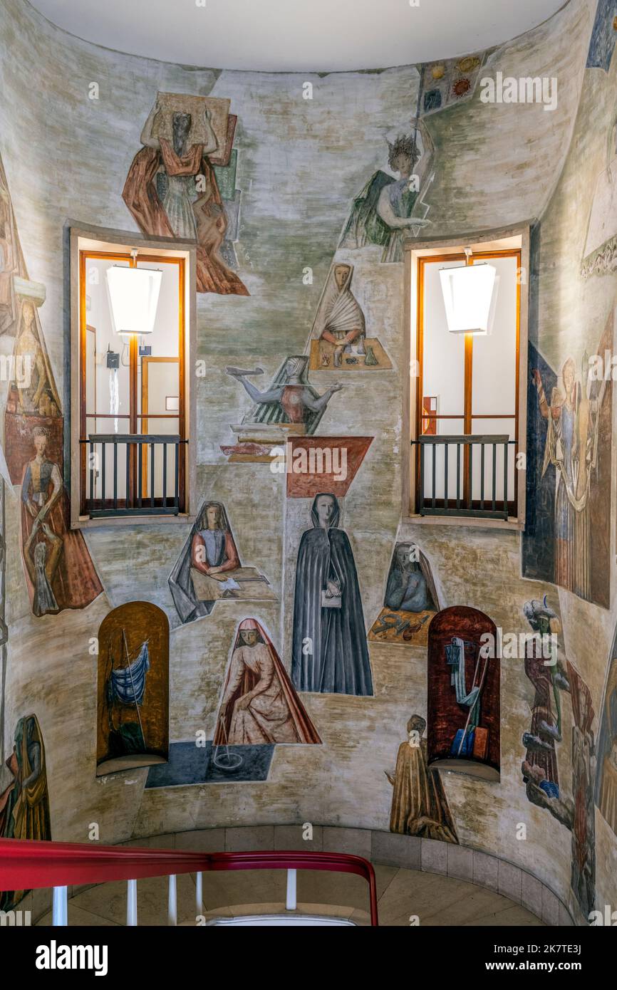 All'interno di Palazzo Bo (Palazzo del Bo), sede storica dell'Università di Padova dal 1493, decorata dall'artista Gio ponti, Padova, Veneto, Italia Foto Stock