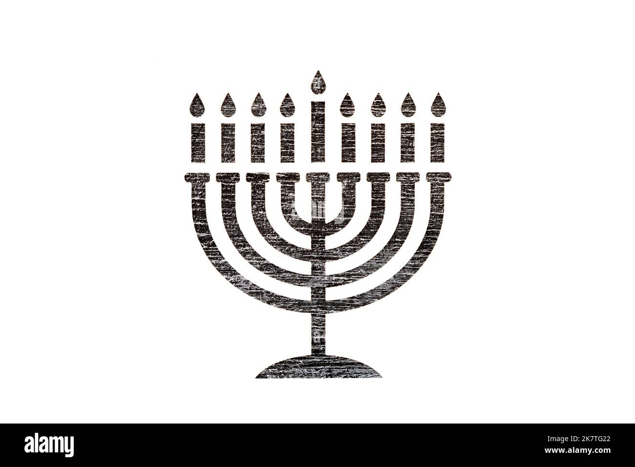 Hanukkah menorah candelabro con nove candele accese illustrazione grafica Foto Stock