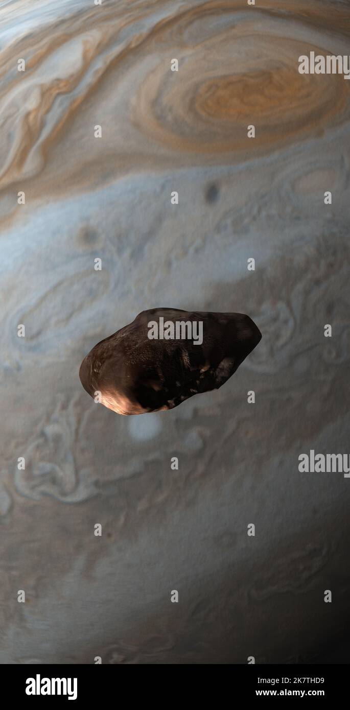 Satellite Amalthea, Giove V, orbitante intorno al pianeta Giove Foto Stock